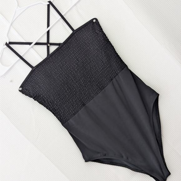 NWOT! OLD NAVY! ADORABLE RUCHED FRONT, CRISS-CROSS BACK SWIMSUIT! SZ L - Picture 1 of 7